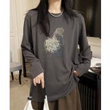 ダークグレー | プリントカジュアルロングスリーブTシャツ | aimoha 
