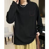 ブラック | ポケット付きシンプルロングスリーブTシャツ | aimoha 