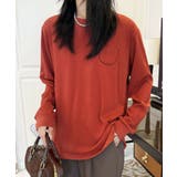 オレンジ | ポケット付きシンプルロングスリーブTシャツ | aimoha 