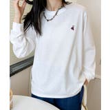 ホワイト | ポイント刺繍ロングスリーブTシャツ | aimoha