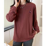 オレンジ | ポイント刺繍ロングスリーブTシャツ | aimoha