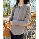 ベージュ | ヘンリーネック長袖Tシャツ | aimoha 