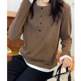 ヘンリーネックボーダー長袖Tシャツ | aimoha | 詳細画像1