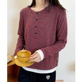ヘンリーネックボーダー長袖Tシャツ | aimoha | 詳細画像3
