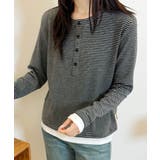 ヘンリーネックボーダー長袖Tシャツ | aimoha | 詳細画像7