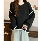 配色ラインニットプルオーバー | aimoha | 詳細画像3