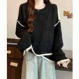 配色ラインニットプルオーバー | aimoha | 詳細画像2