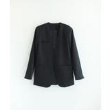 ブラック | 【DECADECLASSIC】ノーカラー ジャケット | DECADECLASSIC