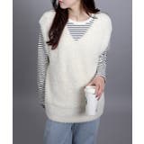 アイボリー | 5Gシャギーロングニットベスト | aimoha 