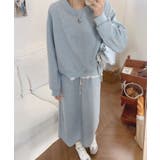 ブルー | レースデザインセットアップ スウェット＋ロングスカート | aimoha 