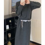 ダークグレー | レースデザインセットアップ スウェット＋ロングスカート | aimoha 