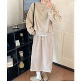 ベージュ | レースデザインセットアップ スウェット＋ロングスカート | aimoha 