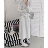 杢グレー | レースデザインセットアップ スウェット＋ロングスカート | aimoha 