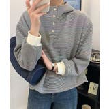 グレー | チェックデザインボタンフーディ | aimoha 