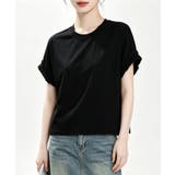 ブラック | レースフリルスリーブ半袖Tシャツ | aimoha