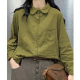 グリーン | ダブルガーゼシャツ ブラウス 韓国ファッション | aimoha 