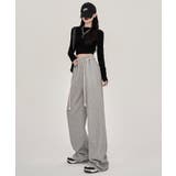 グレー | スウェットワイドパンツ ロング丈 春夏秋冬 | aimoha 