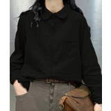 ブラック | ダブルガーゼシャツ ブラウス 韓国ファッション | aimoha 