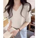 【BANICO】Vネック五分袖ゆったりニットソー | aimoha | 詳細画像9