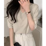 【BANICO】Vネック五分袖ゆったりニットソー | aimoha | 詳細画像2