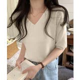 【BANICO】Vネック五分袖ゆったりニットソー | aimoha | 詳細画像4