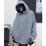 オーバーサイズハーフジップフーディ パーカー | aimoha  | 詳細画像8 