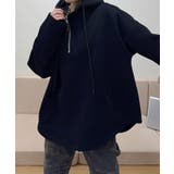 オーバーサイズハーフジップフーディ パーカー | aimoha  | 詳細画像3 