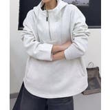 杢グレー | オーバーサイズハーフジップフーディ パーカー | aimoha 