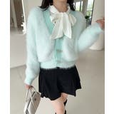 ライトブルー | もこもこリボンボタンカーディガン Jasmine Grandiflorum【AW… | aimoha 