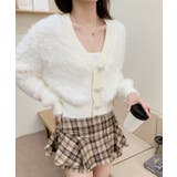 ホワイト | もこもこリボンボタンカーディガン Jasmine Grandiflorum【AW… | aimoha 