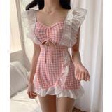 Jasmine Grandiflorumフリルギンガムチェックスイムウェア 水着 | aimoha  | 詳細画像6 