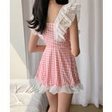 Jasmine Grandiflorumフリルギンガムチェックスイムウェア 水着 | aimoha  | 詳細画像5 