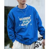 ブルー | HOOK -original- レトロ調溶けるハートパッチワークスウェット | HOOK