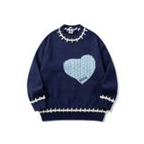 ブルー | HOOK -original- ハートジャカードニットプルオーバー | HOOK