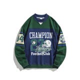 ネイビー | スウェット【HOOK】アメカジカレッジ風フットボールプリントスウェット ストリー… | HOOK