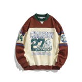 ベージュ | スウェット【HOOK】アメカジカレッジ風フットボールプリントスウェット ストリー… | HOOK