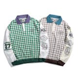 ポロシャツ古着風アメカジチェック切り替えポロスウェット ストリート系 ロンT | HOOK | 詳細画像1