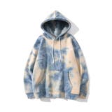 ブルー(裏起毛) | タイダイ柄パーカー カップル ペアルック | HOOK