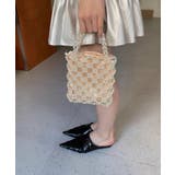 ライトベージュ | ビーズデザインミニバッグ / ハンドメイドパーティーバッグ | HOOK