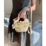 ベージュ | 2WAY フリフリ手編み巾着ハンドバッグ /ショルダーバッグ | HOOK