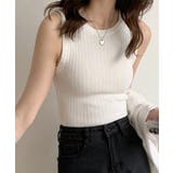 ホワイト | シンプルニットタンクトップ サマーニットタンク ニット | aimoha 