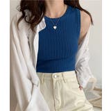 ブルー | シンプルニットタンクトップ サマーニットタンク ニット | aimoha 