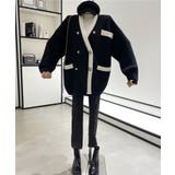 カーディガン ビッグシルエットダブルボタンニットカーディガン 韓国ファッション | aimoha | 詳細画像7