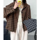 モカ | チェック柄フーディシャツ | aimoha 