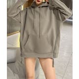 グレージュ | サイドスリットパーカー | aimoha 