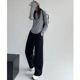 ブラック | 裏起毛ワイドレッグスウェットパンツ【AW】 | aimoha 