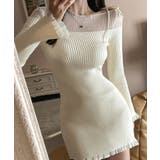 ホワイト | シアーニットミニワンピース Jasmine Grandiflorum | aimoha 