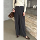 ダークグレー | ストレート タック ワイドパンツ | aimoha