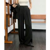 ブラック | ストレート タック ワイドパンツ | aimoha
