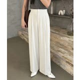 ライトベージュ | ストレート タック ワイドパンツ | aimoha